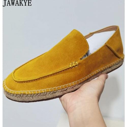 New Fisherman Loafers Men Summer Walk Flats Thick Sole Platform Casual Shoes Slip-on Cow Suede Mulers 2021 New Daily Shoes