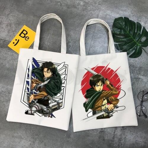 Attack on Titan Anime Shingeki no Kyojin Eren Levi Shoulder Bags Casual Shopping Girls Handbag Women Elegant Canvas Bag Handbags