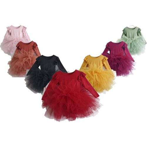 Toddler Girl Fall Clothes 2021 New Girl TUTU Dress Long Sleeve Fluffy Tulle Christmas Princess Dance Dress Kid Clothes Ruffle