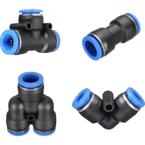 New Arrival T/Y/L/Straight Type Pneumatic Push In Fittings For Air/Water Hose and Tube Connector 4mm 6mm 8mm 10mm 12mm 14mm 16mm