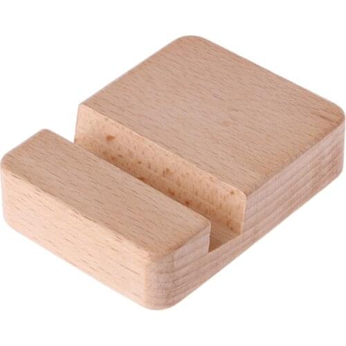 Portable Desk Cell Phone Wood Stand Holder Dock For Smartphone Mini