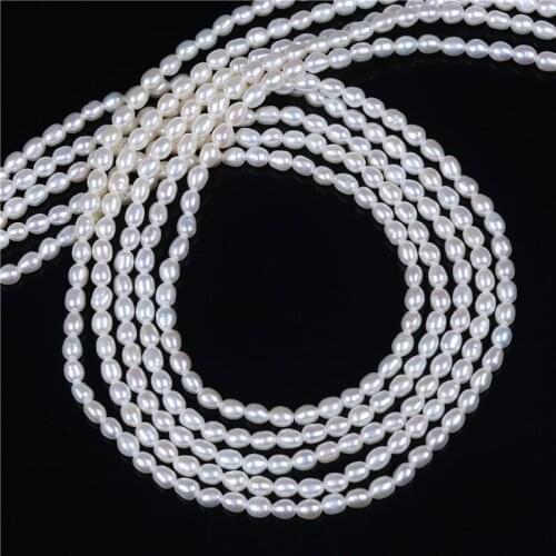 AA quality 3-3.5mm rice shape freshwater pearl 16 inches per strand wholesale, loose pearl for making jewelry necklace bracelet