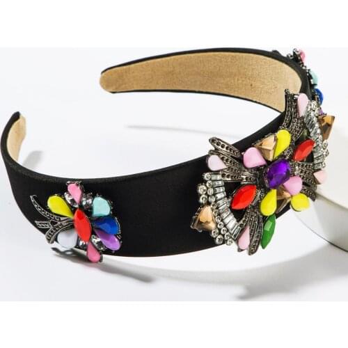 Luxury Retro Wide Statement ZA Headband Women Hair Jewelry Female Acrylic Crystal Decoration Hairband Girls Ladies Headwear