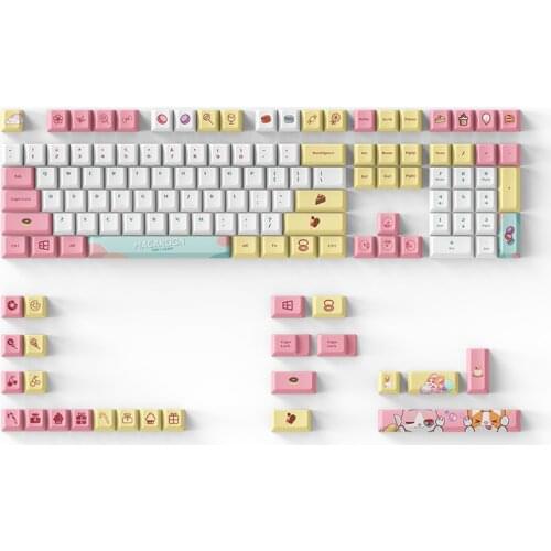 Girl Heart Pink Keycaps PBT Sublimation 132 Keys Cherry Profile/133 keys XDA Profile Mechanical Keyboard Key Cap