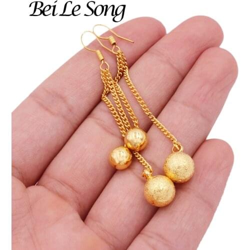 Dangle earings round ball earrings fashion 24K gold color for women ear rings womens jewelry Womens earing piercings girls