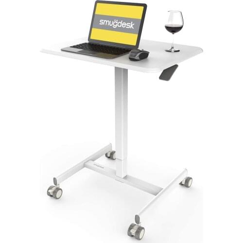 Mobile Sit-Stand Desk Adjustable Height Laptop Desk Cart Ergonomic Table Small Standing Desk with Pneumatic Height Adjustments