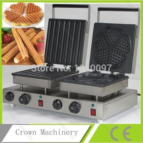 2 heads Heart shape Waffle doughnut maker & Electric automatic Churros machine