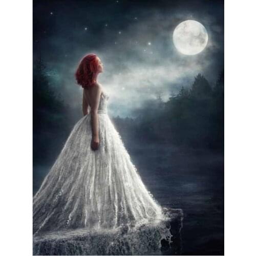 Woman diamond oil painting moon girl rhinestone embroidery picture mosaic sticker kid toys diamond tapestry poster wall paper