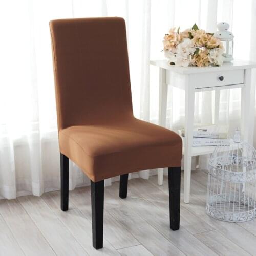 1 Piece 19 Colors Polyester Spandex Dining Chair Covers For Wedding Party Chair Cover Brown Dining Chair Seat Covers