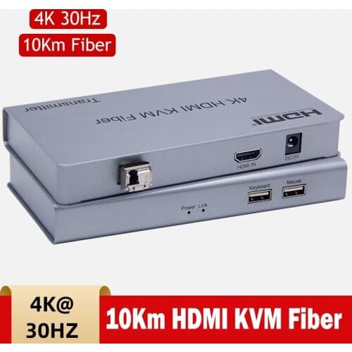 10km 4K HDMI KVM Fiber Extender Switch Box with 2 Ports USB 2.0 Sharing monitor mouse keyboard For HDCP 2.2 PC HDTV Monitor DVD