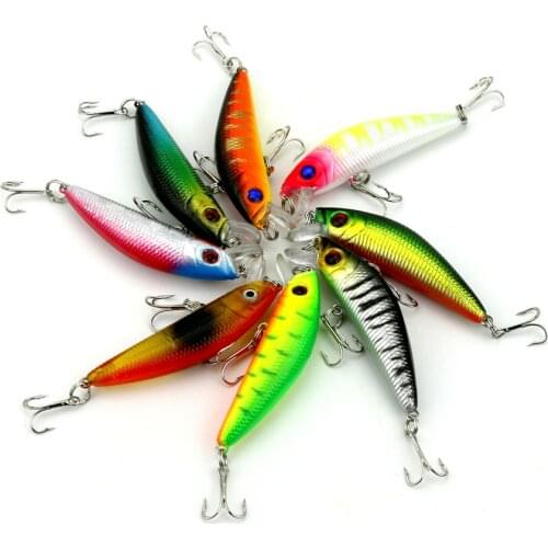 16pcs 8 Colors Hard Plastic Fishing Minnow Lure Artificial Crankbait Crap Bass Bait Sea Fishing Tackles 3D Fish Eyes 7cm 8.1g