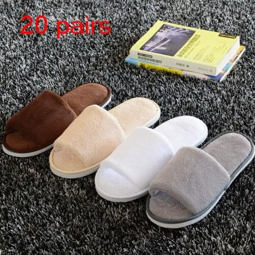 20 Pair Unisex Soft Bottom Winter Slippers Hotel Travel Portable Slippers Disposable Home Guest Indoor Cotton Fabric Slipper