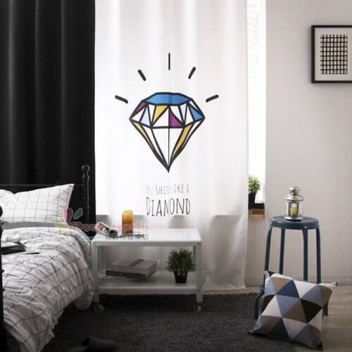 2016 New Fashion Nordic Cartoon Diamond Printing Modern Minimalist Green Shade Cloth Curtains Customized
