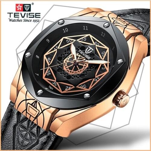 2019 Fashion Tevise Top Brand Men Automatic Watch With Luminous Luxury Skeleton Mechanical Watches Wristwatch