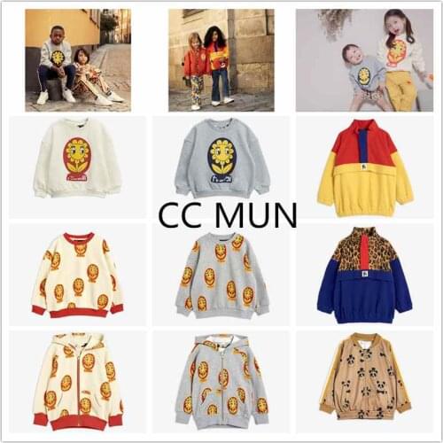 20MR autumn and winter childrens embroidered round neck pullover sweater for boys and girls full print sunflower hooded sweater