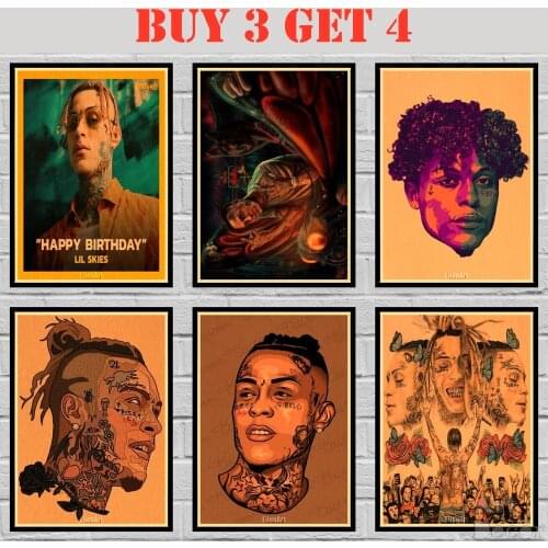 23 Designs Rapper Lil Skies Kraftpaper Poster Alternative Abstract Art Painting Funny Wall Sticker 42X30cm