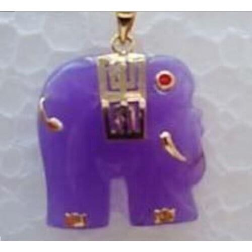 25X25MM Alexandrite inlay Elephant Natural Jade Pendant Necklace 17.5" AAA