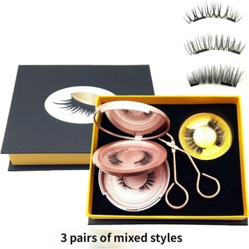 3 Pairs Quantum Magnetic False Eyelashes Two Pairs Installed Magnet False Eyelash Curler No Glue Need Eyelashes Eyelash Set