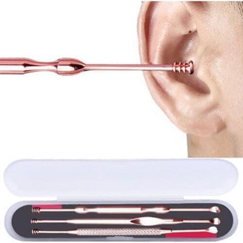 3pcs/Set Stainless Steel Ear Pick Wax Remover Cleaner Earpick Curette Ear Spoon Earwax Clean Cleaning Tool
