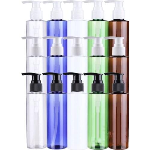 30 X 120ml Empty Refillable Bottles Amber Plastic lotion pump bottles contaienrs packing 4oz shampoo Bottles