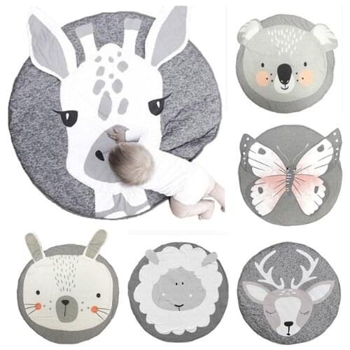 90CM Kids Play Game Mats Round Carpet Rugs Mat Cotton Swan Crawling Blanket Floor Carpet For Kids Room Decoration INS Baby Gifts