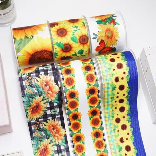 DIY Cartoon Flower Printed Grosgrain Ribbon For Craft Supplies Sewing Accessories 5 Yards. 33277
