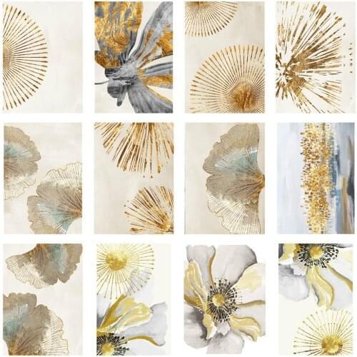 DIY Full Square/Round Diamond Painting Gold Ginkgo Flower Full Diamond Embroidery Diamond Inlaid Mosaic Cross Stitch Home Decor