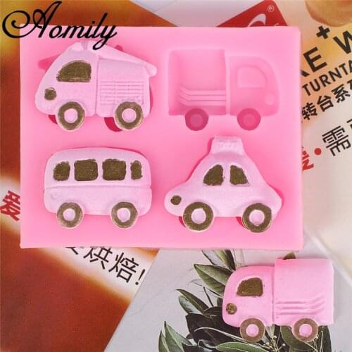 Aomily Toy Car Cake Silicone Mold Embossed Fondant Molds Chocolate Candy Biscuits Moulds Baking Tools for Cakes Pastry Tools