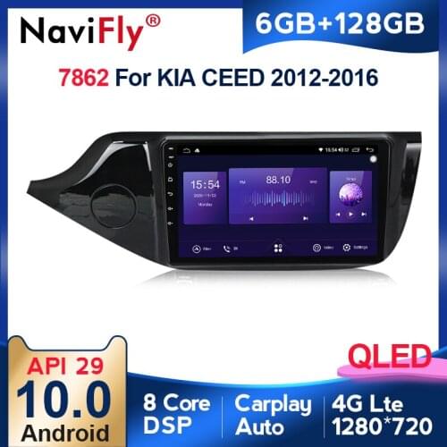 NaviFly 6GB+128GB 8 Core Carplay 4G LTE QLED 1280*720 Android 10.0 Car Muletimedia Player For Kia CEED Ceed 2 JD 2012 - 2018
