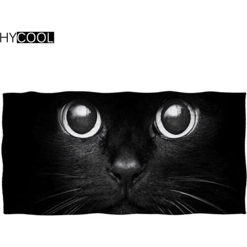 New Arrival Style Microfiber Comfort Bathing Towels Black Cat Printing High Absotbent Hotel Bathroom Quick Dry Face Hair Toalla