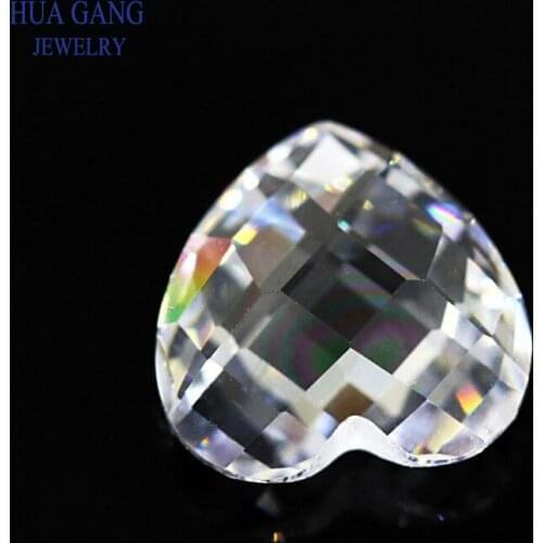 White Heart Shape Cubic Zirconia Double Checkboard Loose CZ Stone Synthetic Gems Beads For Jewelry 3x3-12x12mm