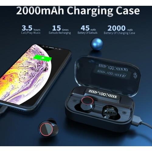 Wireless Earbuds Bluetooth Earphones 2000mah Charging Case Intelligent Noise Reduction HiFi Stereo Headphones with Microphone