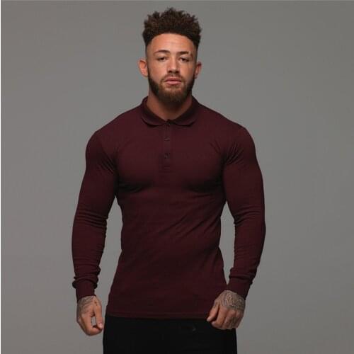 Brand Mens Polo Shirt New 2020 Spring Male Long Sleeve Fashion Gym Slim Turn Collar Button Fitness Poloshirt Men Jerseys