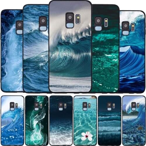 Blue sea Wave Black black Soft phone Case For Samsung S20 S10 S9 S8 S7 edge Plus Lite Note 8 9 10 A6 A7 A8 A9 2018 Cover