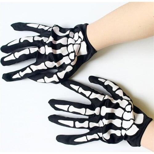 Skull Gloves Halloween Horror Unisex Gloves Skull Claw Bone Skeleton Goth Full Gloves Fashion Mittens Party Cosplay Accessories