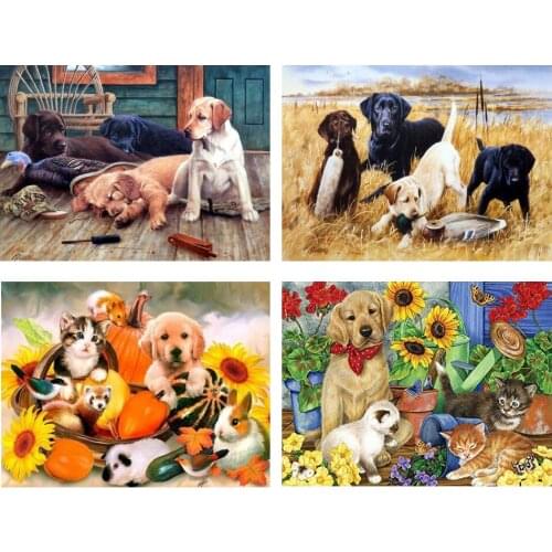 DPF diamond embroidery dog diamond painting cross stitch crafts diamond mosaic kit square/round rhinestone home decor