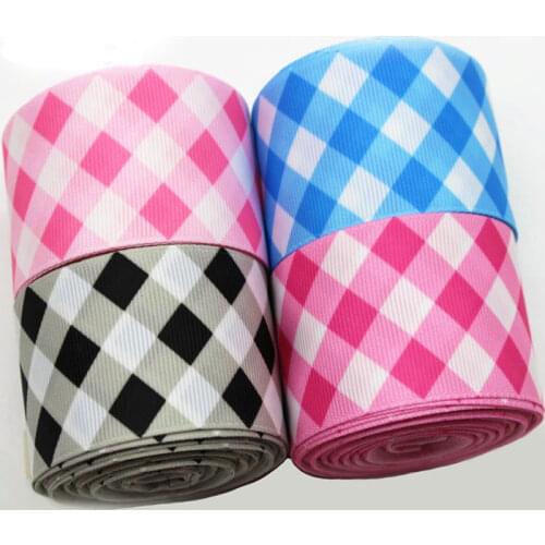Hyfsy 10022 25 38mm Plaid ribbon 10 yards DIY gift wrapping headdress bow sewing fabric handmade belt Grosgrain ribbons