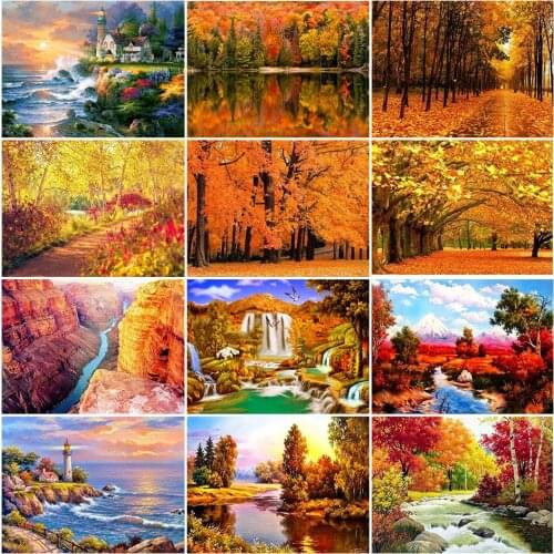 5D square diamond painting landscape waterfall DIY diamond embroidery cross stitch painting mosaic rhinestone picture decoration
