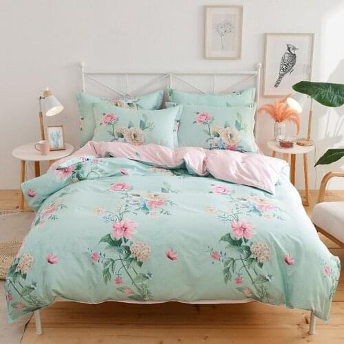 100% Cotton Bedding Sets Twin Queen King size Flowers Bed Duvet Cover Flat /Fitted Sheet With Rubber Linen