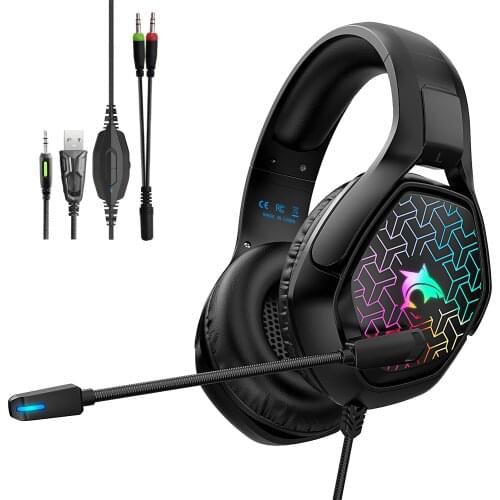 Cool RGB Breathing Light Gamer Headset For PS4 With Noise Cancelling Microphone 7.1 Surround Sound Wired Headphones For PC XBOX