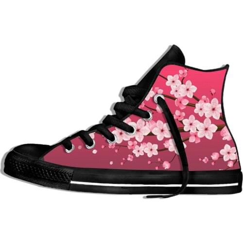 Cherry blossom sakura japan art New Arrive Fashion Lightweight High Top Canvas Shoes Men Women Casual Breathable Sneakers