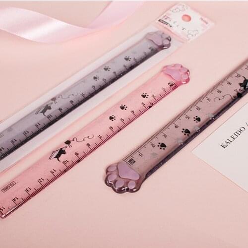1 Pcs Cute Kitty Cat Paw Straight Ruler Kawaii Stationery Funny Drawing Gift Korean Office School Measuring Drawing