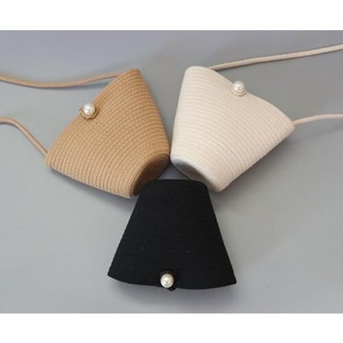 Summer ins super fire women small woven bag female 2020 pearl shoulder cross body fashion children bag