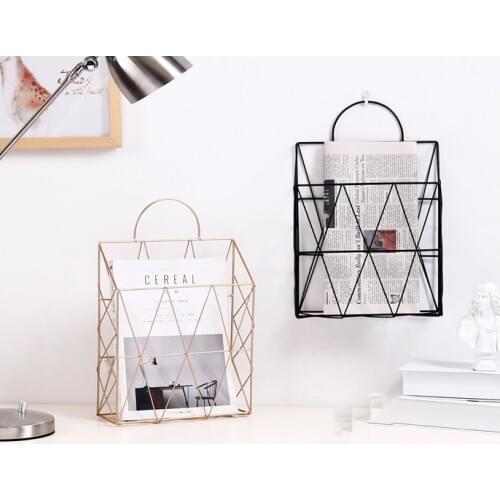 1PC Nordic Metal Storage Basket Fashion Wall Hanging Storage Rack Net Iron Desk Magazine Newspaper Organizer Holder JL 269