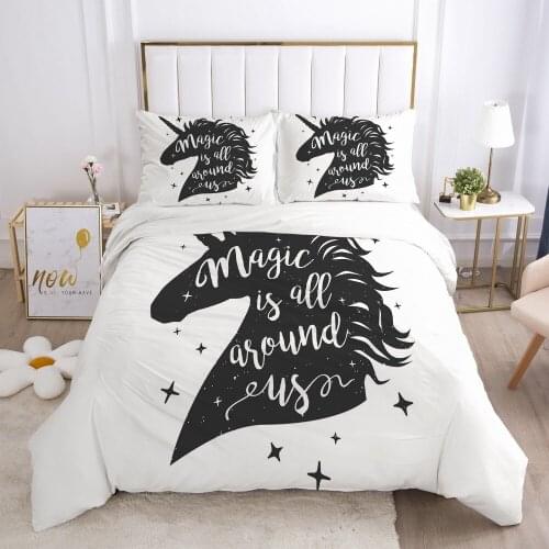 Cartoon Bedding Set for kids baby duvet cover set for home bed linen bed linings family sets Euro 7 piece White unicorn