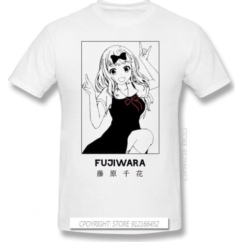 Men Clothes Kaguya Sama Love Is War Miyuki Kaguya Shinomiya Fujiwara Anime TShirt Red T-Shirts CHIKA Men Fashion Short Sleeve