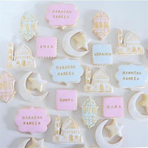 3D Cookie Cutter Set Moon Star Biscuit Mold DIY Cake Baking Tools Ramadan Kareem Eid Mubarak Party Home Decoration