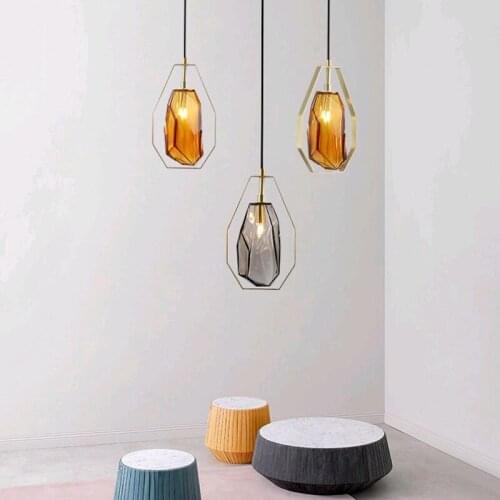 Nordic Modern Minimalist Irregular Shaped Small Chandelier Living Room Bedroom Dining Room Gradient Glass Led Pendant Lighting