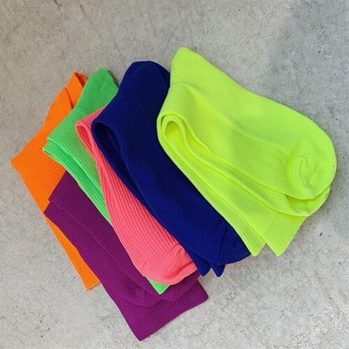 Clearance Sale Harajuku Knitting Cotton Woman Socks Fluorescent Color Long Socks Women Fashion Hip Hop Skateboard Crew Socks