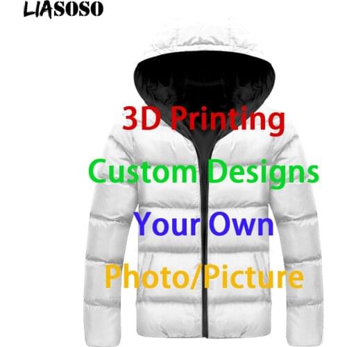 LIASOSO 3D Custom Clothing DIY Harajuku New Down Jacket Design Print Childrens Mens Womens Loose Oversized Winter Jacket Tops